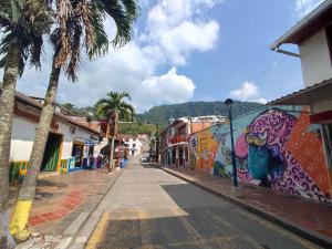 a street with a mural on the side of a building at Casa Buenavista in Buenavista