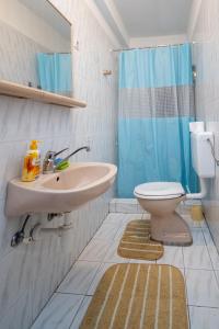 a bathroom with a sink and a toilet and a shower at Double Room Zubovici 16063a in Zubovići