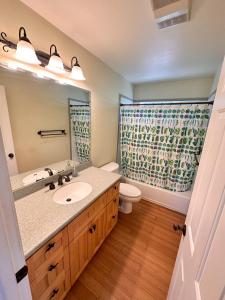 een badkamer met een wastafel en een toilet bij Medford Home And 2 Condos With Pool in Medford