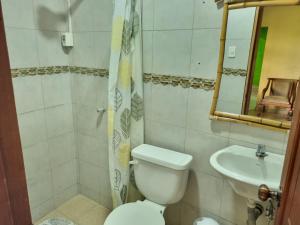 CañoneroにあるRancho Mi Cieloのトイレと洗面台のあるバスルーム