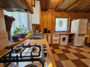 Küche/Küchenzeile in der Unterkunft Ferienhaus "BASTEK1" am See mit Kamin & WLAN - Domek Letniskowy BASTEK