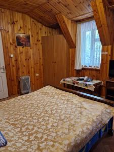 a bedroom with a large bed and a window at Nautilus in Odesa