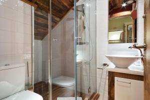 a bathroom with a shower and a toilet and a sink at LUDERNA - Apartamento Pin Roi in Salardú