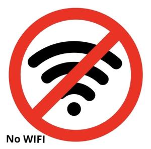 a red no wifi sign on a white background at Ollava Guesthouse in Simonʼs Town