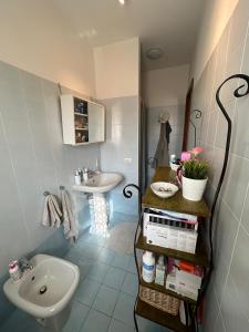 un piccolo bagno con lavandino e WC di La casetta di Molly a Forlì Altre 12 foto