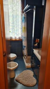 a small bathroom with a toilet and a sink at Il Nido di legno in Udine +17 photos