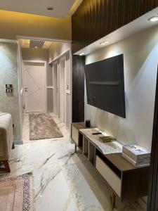 GizaApart with private garden in prime location的一间设有卧室的墙上电视室