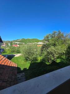a view of a yard with trees on a roof at Apartman AURORA CETINJE in Cetinje
