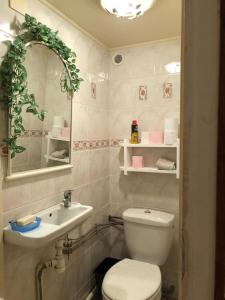 ラ・ヴィル・デュ・ボワにあるYufanのトイレと洗面台付きのバスルーム