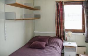 een kleine slaapkamer met een bed en een raam bij 2 Bedroom Stunning Home In Skotterud in Magnor