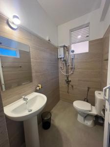 a bathroom with a sink and a toilet at LOFT-123 in Kandy +17 photos
