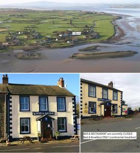 two pictures of the inn and the beach at Hope & Anchor, Hadrian's Wall, Port Carlisle, Solway Firth, Area of Natural Beauty in Port Carlisle