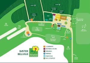 un mapa del pabellón Belize en Bastide Bellugue Maison d'hôtes réseau Bienvenue à La Ferme à 3 minutes de Lourmarin, en Cadenet