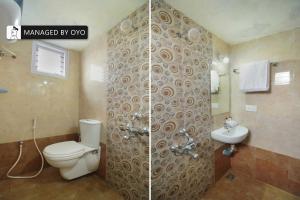 2 immagini di un bagno con servizi igienici e lavandino di Super Collection O Kodai Mist Perumpallam - Managed by Company a Kodaikānāl