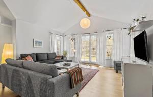 Una sala de estar con un sofá y un televisor. en Amazing Home In Sæby With Wifi, en Saeby