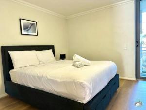 Aircabin - Strathfield - Near Station - 2 Beds Apt tesisinde bir odada yatak veya yataklar
