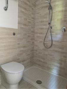 ein Bad mit einem WC und einer Dusche in der Unterkunft Monolocale “La Panoramica” in Rio Marina