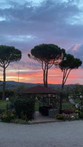 a gazebo with trees in a park with a sunset at Casa per vacanze Mevania in Bevagna