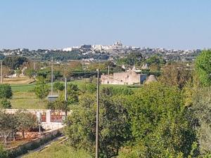 a view of a town with a city in the background at La magia del trullo in Martina Franca +4 photos