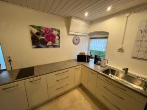 a kitchen with a sink and a counter top at FeWo beim Alex in Laufen +10 photos