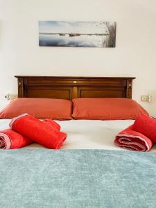 Valle de AbdalagísにあるCasa Los Barberosのベッド(上に赤い枕付)