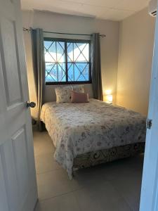 a bedroom with a bed with a window at Mi casa es su casa at Villas de Santamaría in Penonomé