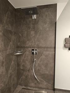 a shower with a shower head in a bathroom at Apartment Traumzeit - ebenerdige Wohnung in Gifhorn - Kästorf in Kästorf