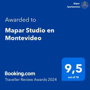 Certifikát, hodnocení, plakát nebo jiný dokument vystavený v ubytování Mapar Studio en Montevideo