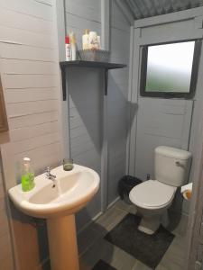 a bathroom with a toilet and a sink at Entendeni Lodge SelfCatering in Inanda