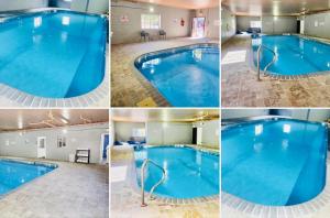 a collage of photos of a swimming pool at Luxor Inn & Suites, a Travelodge by Wyndham in Elkins