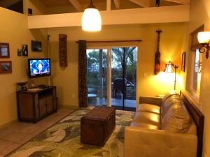 Μια τηλεόραση ή/και κέντρο ψυχαγωγίας στο The Pineapple Express Hot Tub Volcano 65 Mi Away