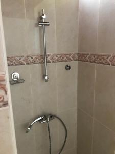 La salle de bains est pourvue d'une douche avec un pommeau de douche. dans l'établissement L'Escale Royale, à Salazie