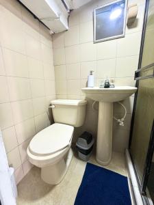 a bathroom with a toilet and a sink at Cómodo Apartamento Cerca Al Aeropuerto in Pereira