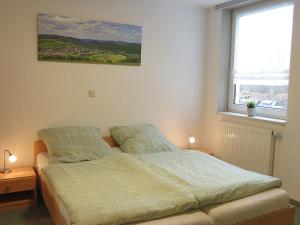 ヴィリンゲンにあるHoliday home in the centre of Willingen with viewのベッドルーム1室(枕2つ付)
