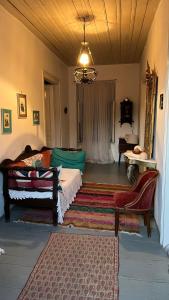 uma sala de estar com uma cama e um tapete em Traditional Detached House em Spetses