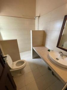 a bathroom with a toilet and a sink at Shelton Hotel Mardan in Mardan
