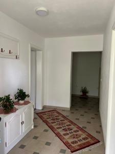 una sala de estar vacía con una alfombra en el suelo en EMINA, en Mostar