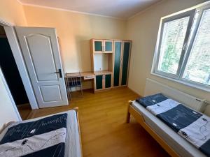 迪瓦伊巴雷Divčibarski raj的一间有床、书桌和窗户的房间
