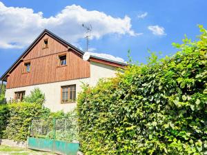 a house with a large hedge in front of it at Modern Holiday Home in Cern Dul with Private Garden in Černý Dŭl