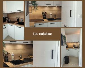 مطبخ أو مطبخ صغير في CAP AU CAP - T3 avec Clim WIFI Vue piscine proximité plage Richelieu