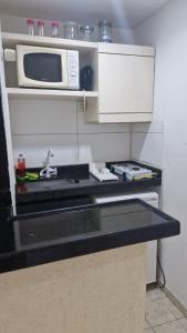 カベデロにあるVICTORY FLAT-APTO 207のシンクと電子レンジ付きのキッチン