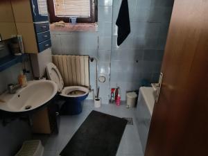 ein kleines Bad mit einem Waschbecken und einem WC in der Unterkunft Kuća in Donja Kapija