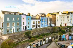 a view of a town with colourful buildings at Kemendine Harbour View in Tenby