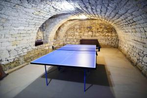 un tavolo da ping pong in un tunnel di mattoni di Orosz Gábor Apartmens a Mád