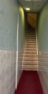 a staircase in a building with a red carpet at Flex-Inn in Rotterdam