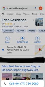 een screenshot van een mobiele telefoon met een lijst van apparaten bij Eden Residence Home Stay Ja Ela near Airport Highway Exit in Ja-Ela