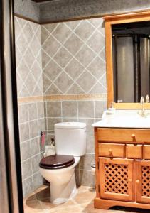 a bathroom with a toilet and a sink at 2 bedrooms house at Hueva in Hueva