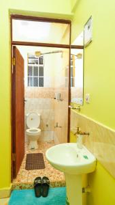 奈瓦沙的住宿－Naivasha Southlake apartments，一间带水槽和卫生间的浴室