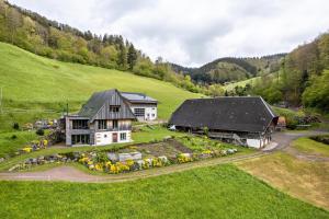an aerial view of a house with a garden at Ferienwohnung Metzgerbauernhof in Wolfach