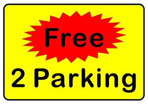 a yellow sign with the words free parking at Armadale Residence 3R3B GalaCity Airport in Kuching